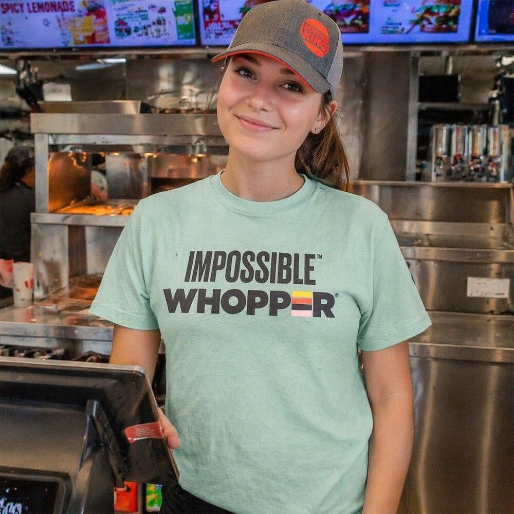 Burger King Impossible Whopper Employee Promo T-Shirt Unisex Size M Green